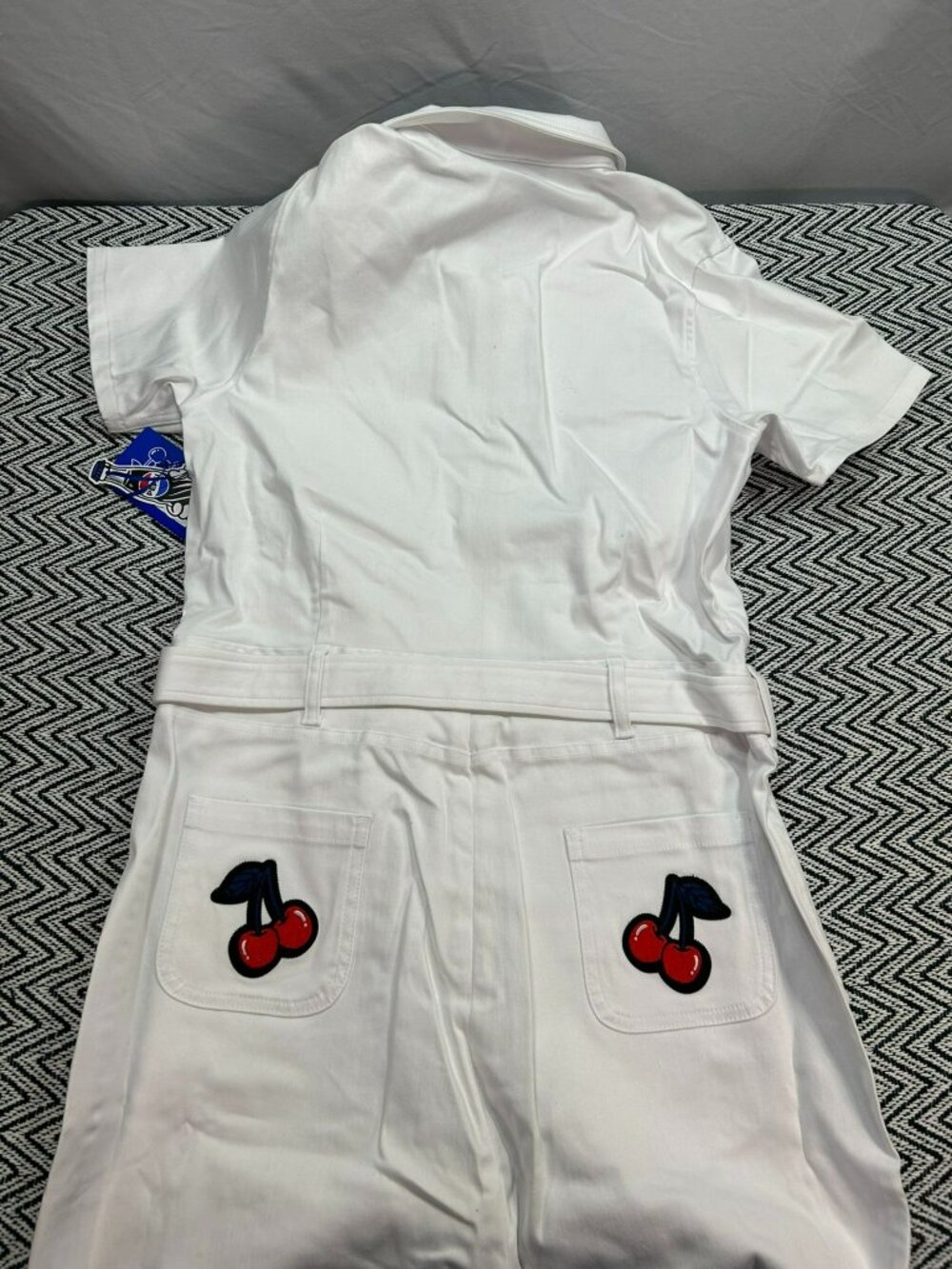 PEPSI x Law Roach Wild Cherry Collection White Denim Jumpsuit Flair Leg NWT - Picture 5 of 7